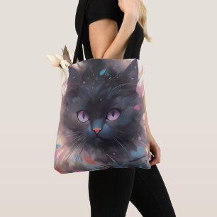Mystische Wasserfarbe Schwarze Katze Süße Katze