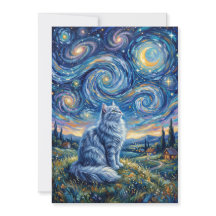 Mystische weiße Katze und kosmischer Himmel | Fant