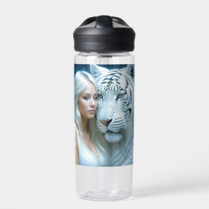 Mystische Weiße Tiger und Frauen Personalisiert Trinkflasche