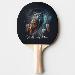 Mystische Weltraum-Eule mit Dreamcatcher-Kunst     Tischtennis Schläger