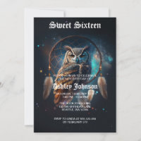 Mystische Weltraum-Eule mit Traumfänger