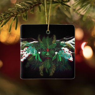 Mystische Winterfantasie Grüner Mann keltisch heid Keramikornament