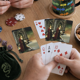Mystische Zauberin Wolf Wächter Stein Portal Spielkarten