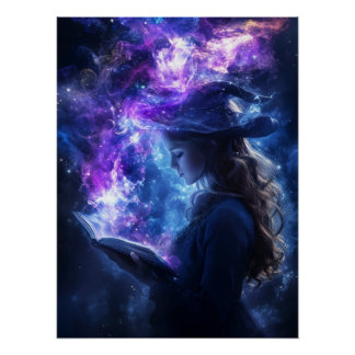 Mystische Zauberkunst mit Magic Book Fantasy Art Poster