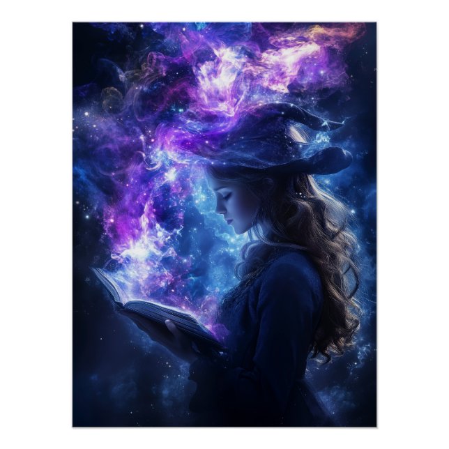 Mystische Zauberkunst mit Magic Book Fantasy Art Poster (Vorderseite)