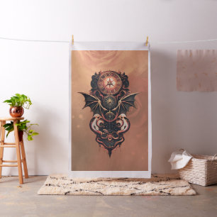 Mystische Zeitreise mit Flügeln, Steampunkuhr. Stoff