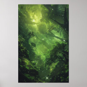 Mystischer Alien Forest auf einem einsamen Planete Poster