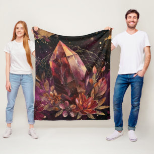 Mystischer Amethyst-Kristall-Blumen-Galaxie-Kunst Fleecedecke