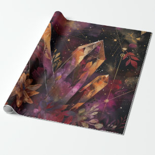 Mystischer Amethyst-Kristall-Blumen-Galaxie-Kunst  Geschenkpapier