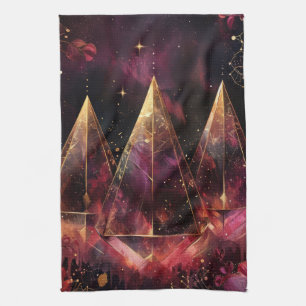 Mystischer Amethyst-Kristall-Blumen-Galaxie-Kunst Geschirrtuch
