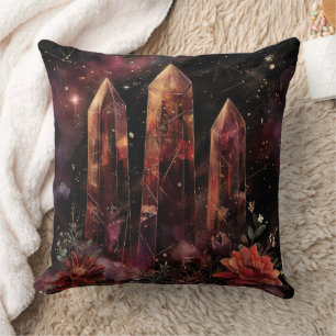 Mystischer Amethyst-Kristall-Blumen-Galaxie-Kunst Kissen