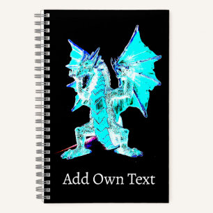 Mystischer Aqua-Blauer Fantasy-Drache Mythische Ku Notizbuch