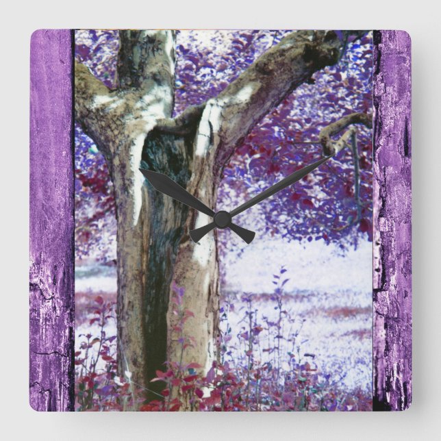 Mystischer Baum Quadratische Wanduhr (Vorderseite)