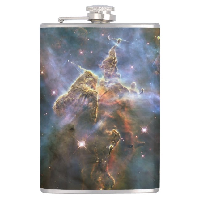 Mystischer Berg in Carina Nebula Hubble Space Flachmann (Vorderseite)