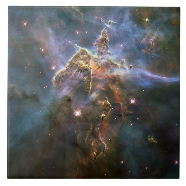 Mystischer Berg in Carina Nebula Hubble Space Fliese (Vorderseite)