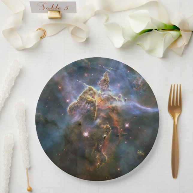 Mystischer Berg in Carina Nebula Hubble Space Pappteller (Hochzeit)