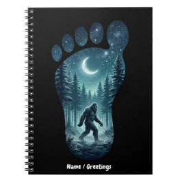 Mystischer Bigfoot-Fußabdruck Sternenwald Nacht Ku Notizblock