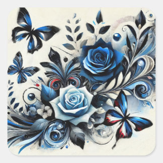 Mystischer Blauer Glanz Quadratischer Aufkleber