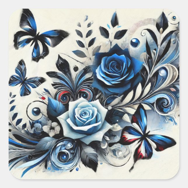 Mystischer Blauer Glanz Quadratischer Aufkleber (Vorderseite)