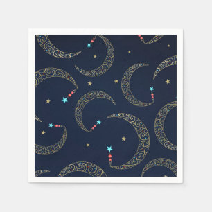 Mystischer blauer Gold-Filigran-Mond himmlische Pa Serviette