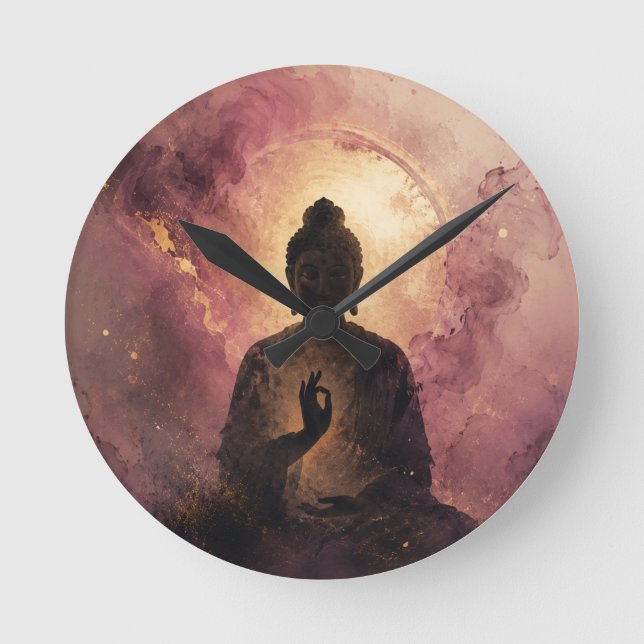 Mystischer Buddha | Zen Meditation Runde Wanduhr (Vorderseite)