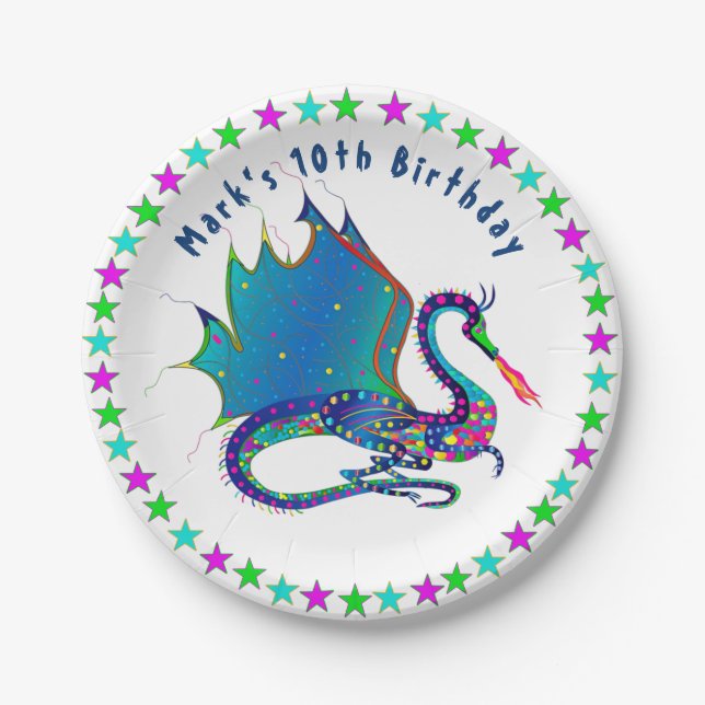 Mystischer Drache aus der Sammlung des farbenfrohe Pappteller (Vorderseite)