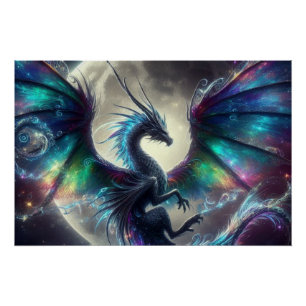 Mystischer Drache, Mondlicht Poster