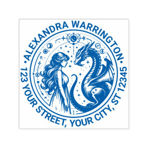 Mystischer Drache und Prinzessinnenname Rücksendea Permastempel