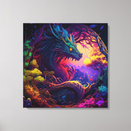 Mystischer Drache verzauberte Forest Fantasy Art Leinwanddruck