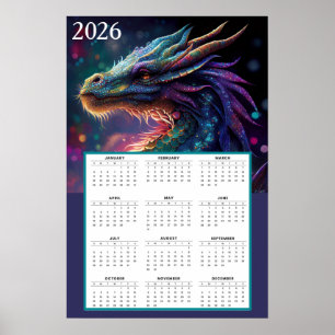 Mystischer Drachen-Fantasie-Kalender 2026 Poster