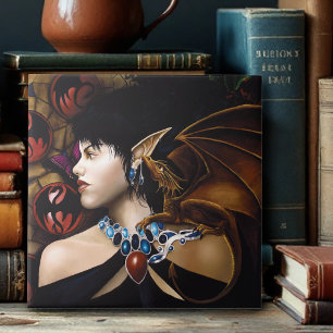Mystischer Elf-Drachen-Begleiter Schmetterling Fan Fliese