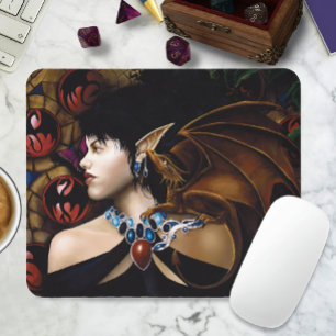 Mystischer Elf-Drachen-Begleiter-Schmetterling-Fan Mousepad