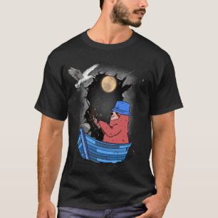 Mystischer Faultier Angelboot Bootfischen Vollmond T-Shirt