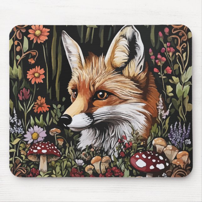 Mystischer Fuchs im verzauberten Wald Mousepad (Vorne)