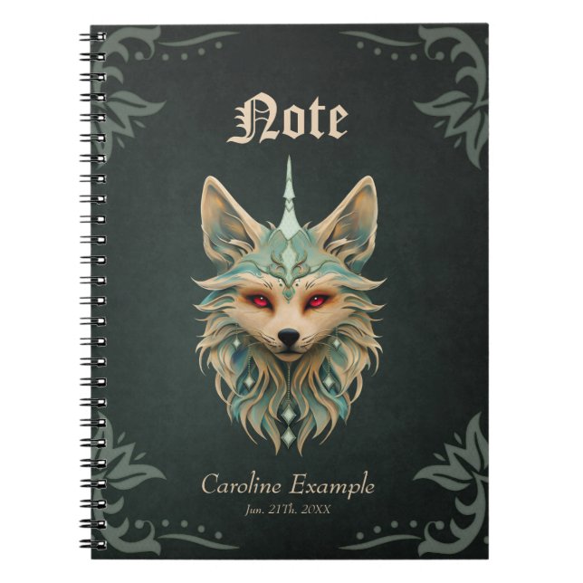 Mystischer Fuchs mit durchstechenden roten Augen. Notizblock (Vorderseite)