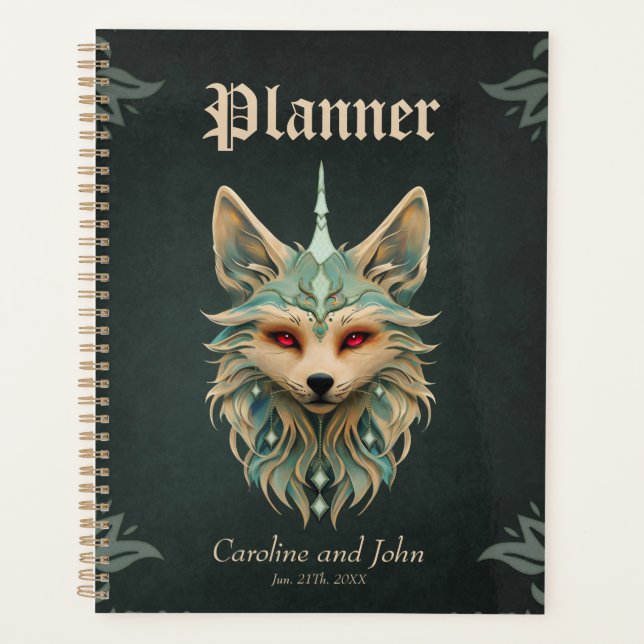 Mystischer Fuchs mit stechenden roten Augen Planer (Vorderseite)