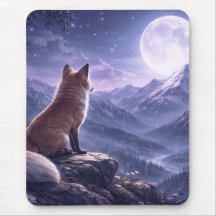 Mystischer Fuchs und riesiger Mond über schneebede