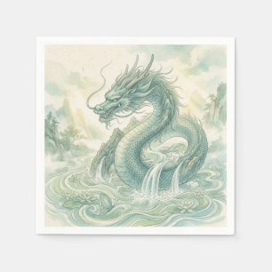 Mystischer Fuchsdrache Wasserfarbenkunst (2) Serviette