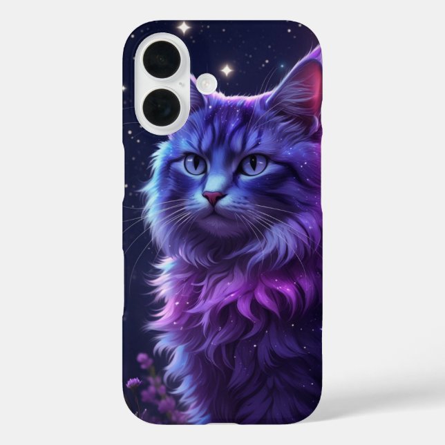 Mystischer Galaxy-Katzen-Handyhülle – Lila Kosmisc Case-Mate iPhone Hülle (Rückseite)