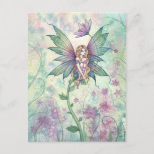 Mystischer Garten Blumenfee in Aquarell Postkarte