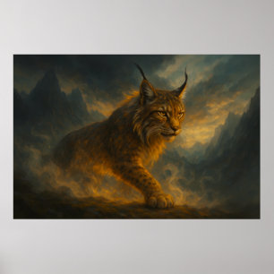 Mystischer Goldluchs im Sonnenuntergangsnebel – Ma Poster