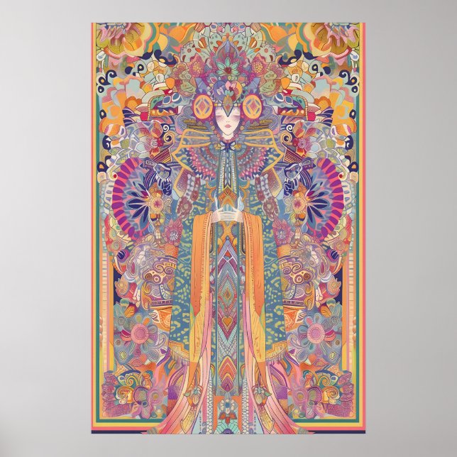 Mystischer Göttinnen-Kunstprint psychedelischer Ma Poster (Vorne)