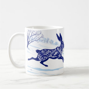 Mystischer Hase : Whimsical Hase im Schnee Kaffeetasse