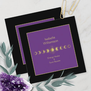 Mystischer Himmelsmond Sterne Amethyst Spiritual Quadratische Visitenkarte