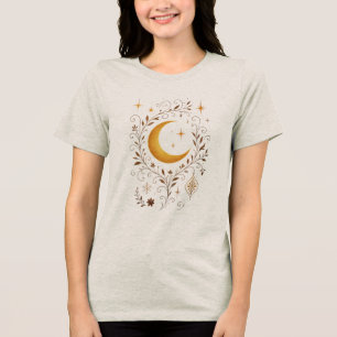 Mystischer Himmelswinter Fantasy Mond & Gold Tri-Blend Shirt