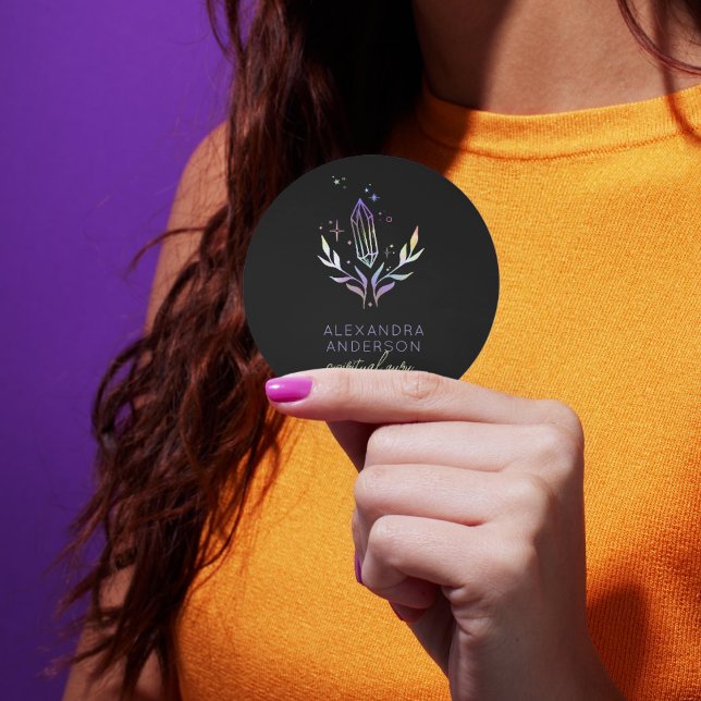 Mystischer holografischer Glitzer Spirituelle Kris Runder Aufkleber (Mystic Holographic Glitter Spiritual Crystals Classic Round Sticker)