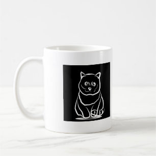 Mystischer Katzenkopf – Minimalistische Katzenlini Kaffeetasse