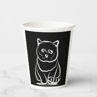Mystischer Katzenkopf – Minimalistische Katzenlini Pappbecher