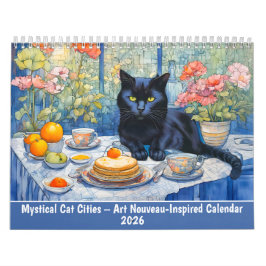 Mystischer Katzenstädte-Kalender im Art-Nouveau-St Kalender