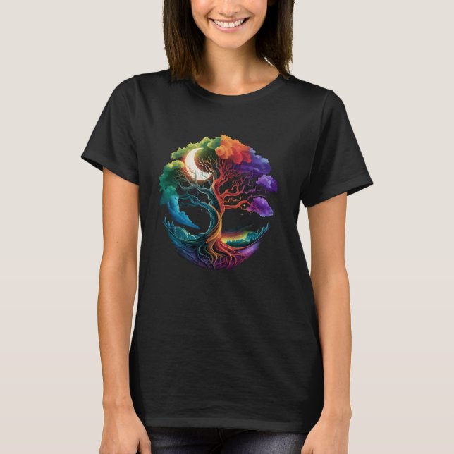 Mystischer Kernbaum Lebensmond T-Shirt (Vorderseite)